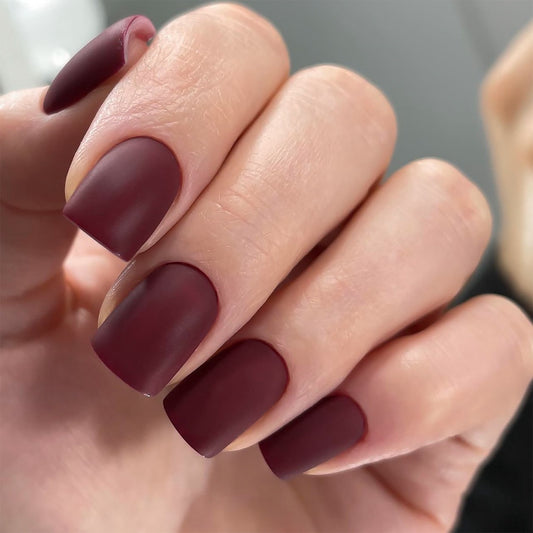 Velvet Vino Short Square Burgundy Matte Press-On Nails