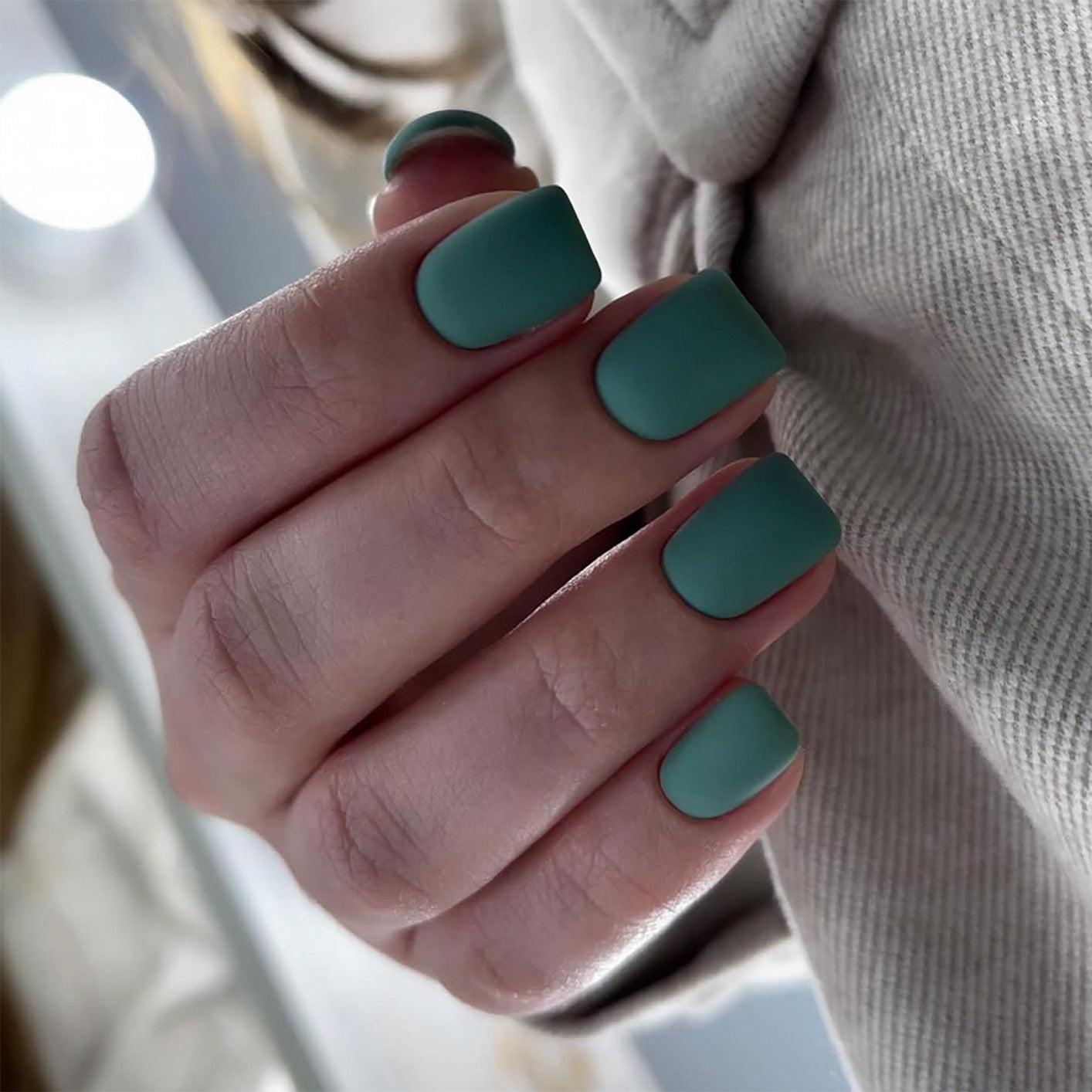 Ocean Retreat Medium Square Teal Matte Press-On Nails