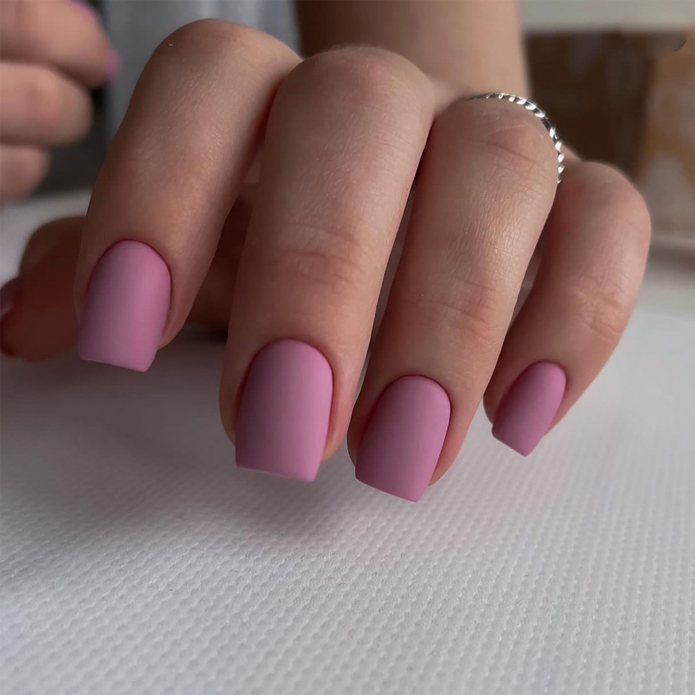 Pastel Perfection Medium Square Matte Mauve Press-On Nails