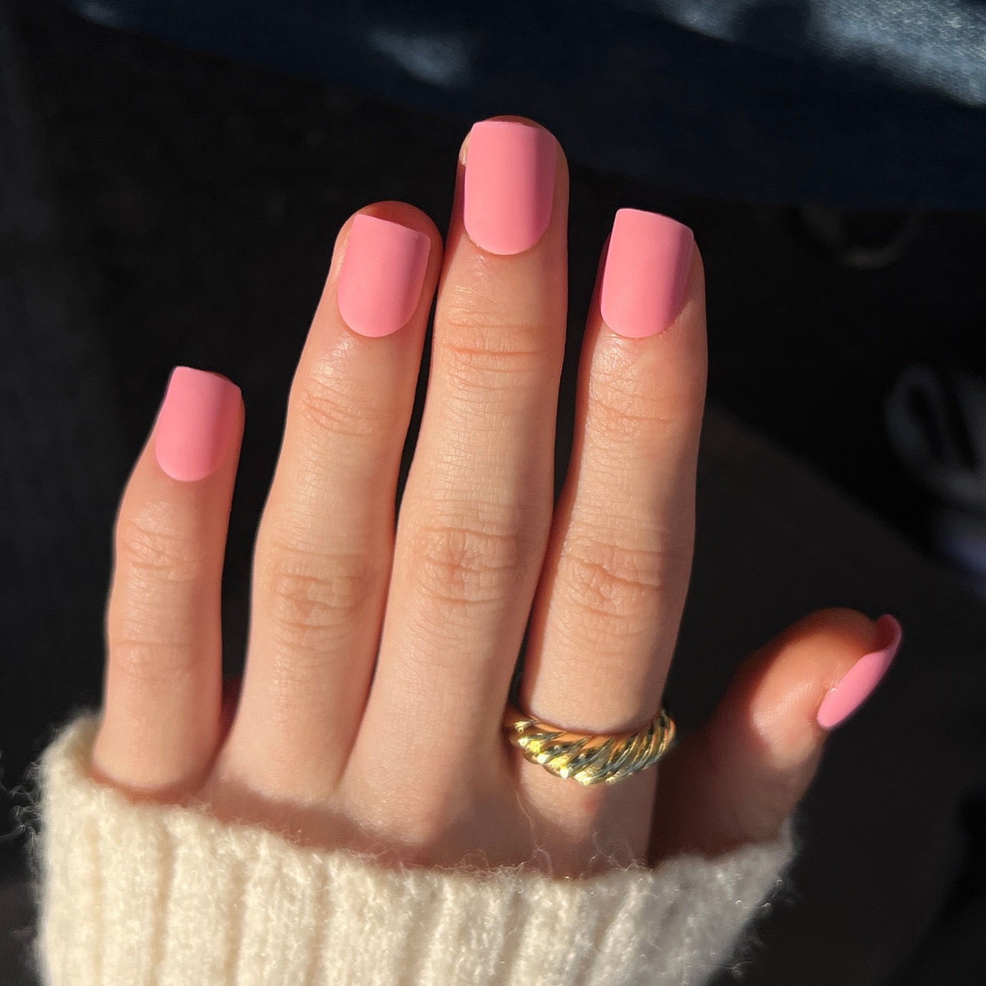 Chic Charm Short Square Soft Pink Matte Press-On Nails