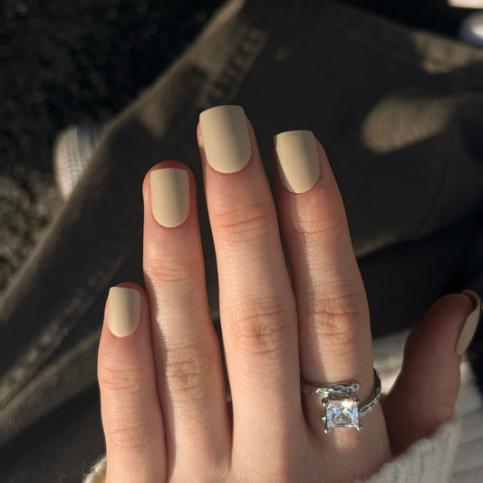 Serenity Sands Square Short Beige Matte Press-On Nails
