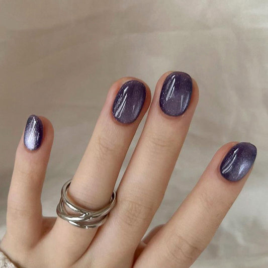 Mystical Twilight Medium-Length Oval Shaped Lavender Glitter Press On Nail Set for Fashion-Forward Style