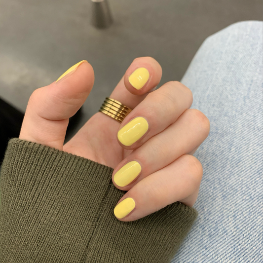 Mustard Short Oval Yellow Everyday Press On Nails