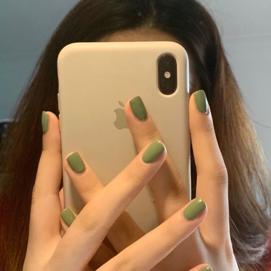 Stem Short Square Green Everyday St. Patrick's Day Press On Nails