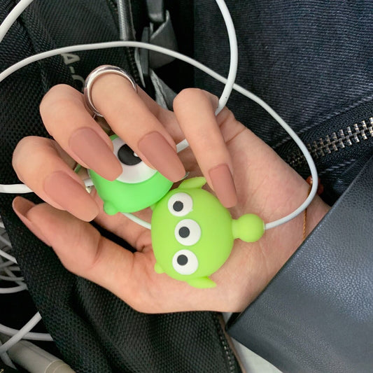 Market Long Square Beige Matte Press On Nails