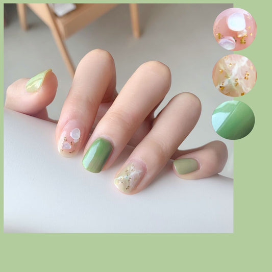 Control Emotions Short Square Green Spring St. Patrick's Day Press On Nails