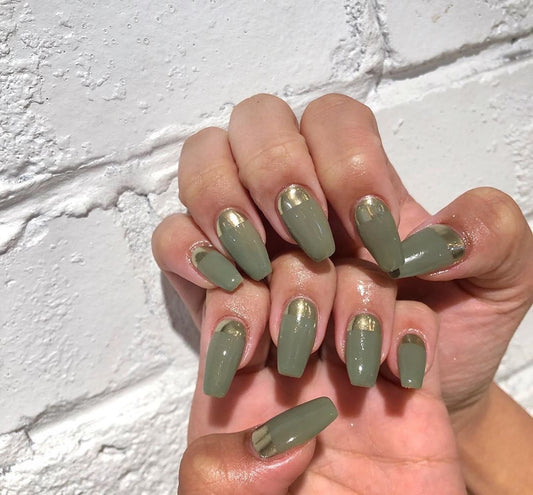 Need a Drink Long Coffin Green Spring St. Patrick's Day Press On Nails