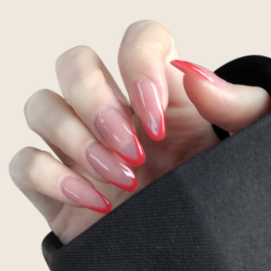 Movie Stars Long Coffin Beige French Tips Press On Nails