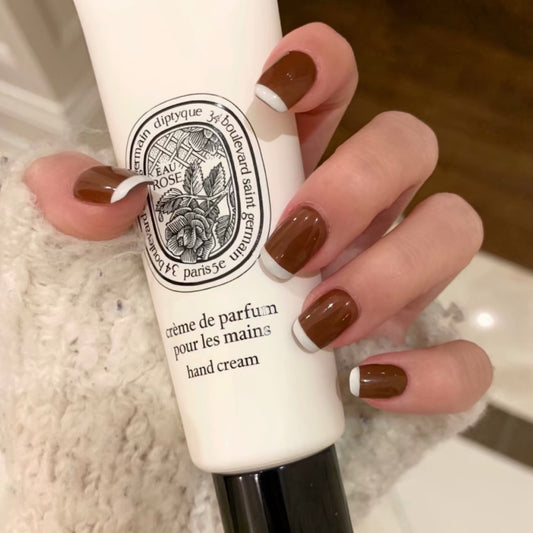 Could've Been Us Long Square Brown French Tips Press On Nails