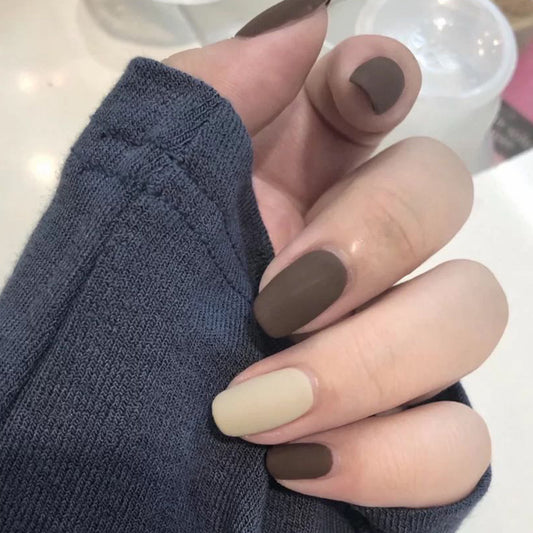 Stirred Through Long Square Gray Everyday Press On Nails