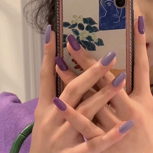 Come On Long Square Purple Bold Press On Nails