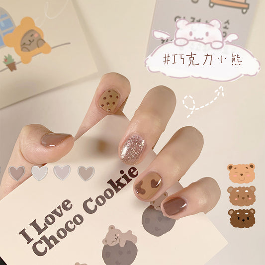 Spicy Chai Short Oval Brown Cute Press On Nails