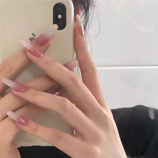 Very Unique Long Coffin Pink Everyday Press On Nails