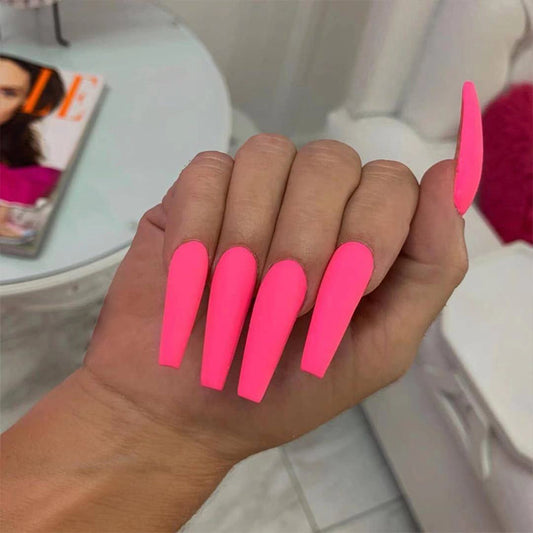 Point A Long Coffin Pink Matte Press On Nails