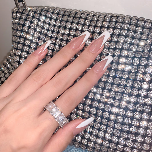 No Complaints Long Coffin White Everyday Press On Nails