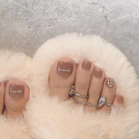 Slight Glam Jelly Beige Press On Toenails