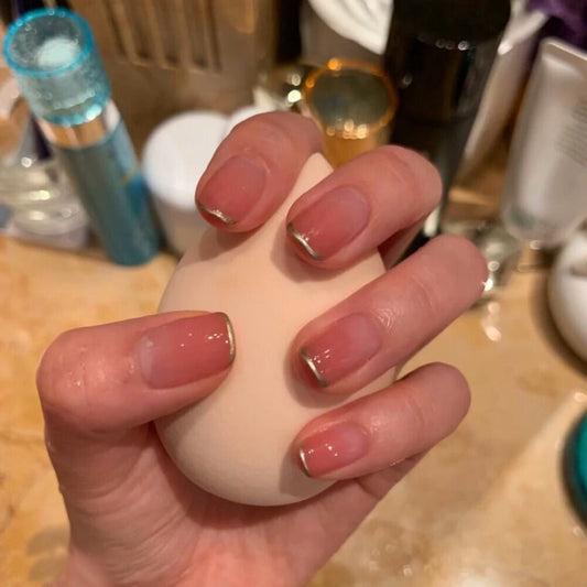 Ooh La Ombre Short Squoval Pink French Tips Press On Nails