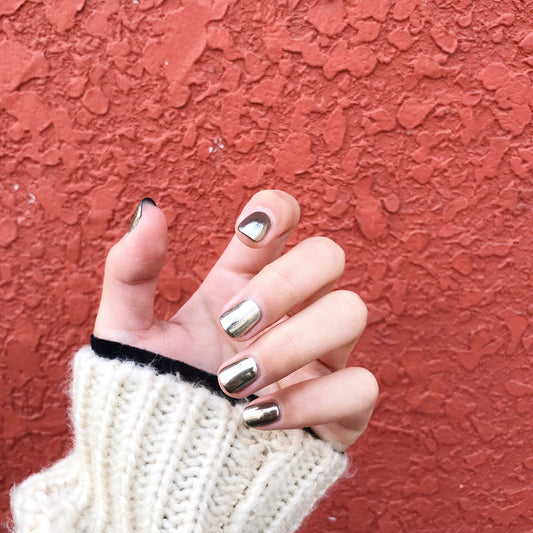 Keep Your Distance Short Square Silver Bold Press On Nails