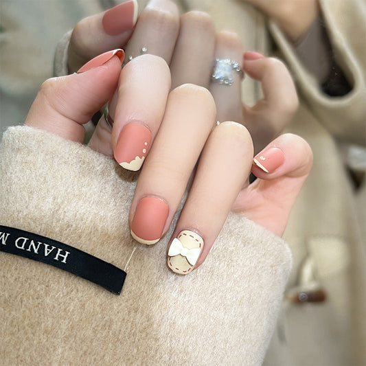 Sew It Up Short Square Pink Stitched Press On Nails