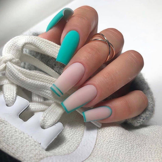 Spend The Night Long Square Blue Bold Press On Nails