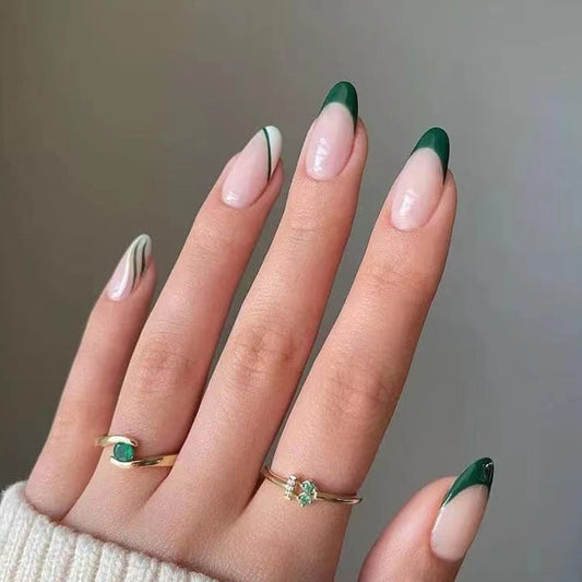 Wish Me Luck Long Almond Green Everyday Press On Nails