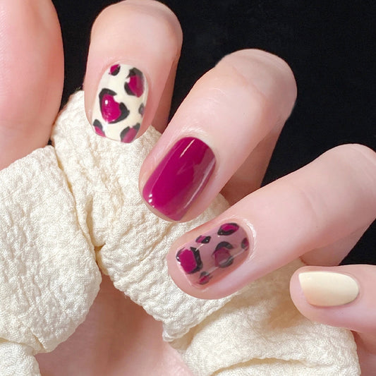 Don't Forget Me Short Square Pink Leopard Press On Nails