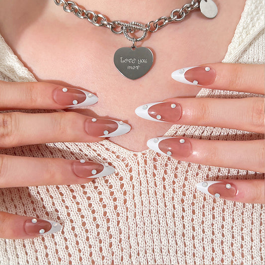 You're A Stud Long Almond White Studded Press On Nails