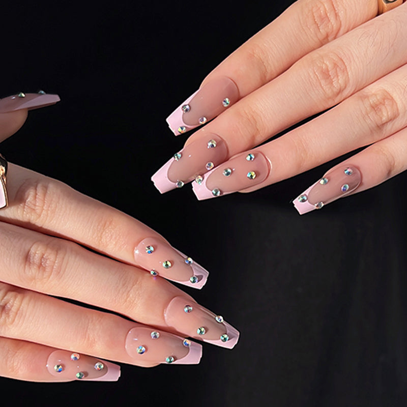Change My Mind Long Coffin Pink Studded Press On Nails