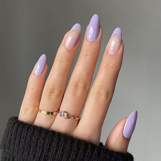 Lilac Fantasy Long Almond Purple Cute Press On Nails