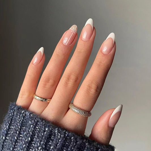 I'm The Gift Long Almond Beige Winter Press On Nails