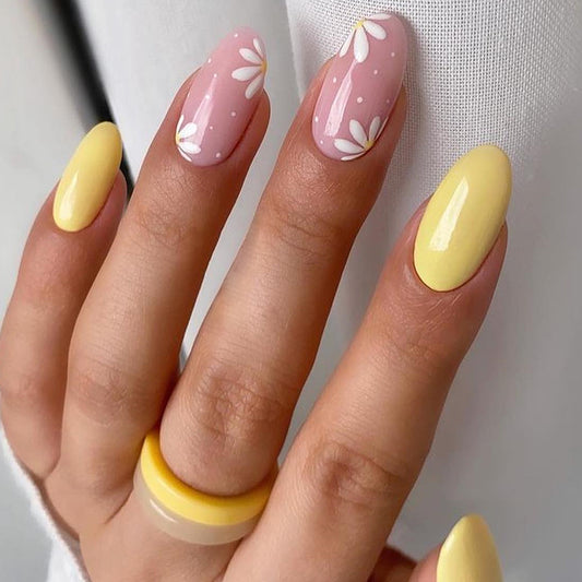 Florally Fabulous Long Oval Pink Spring Press On Nails