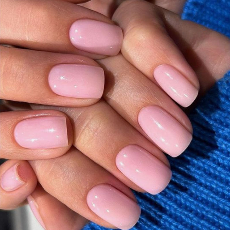 Enchanted Elegance Medium Length Square Pink Glitter Accent Press On Nail Set