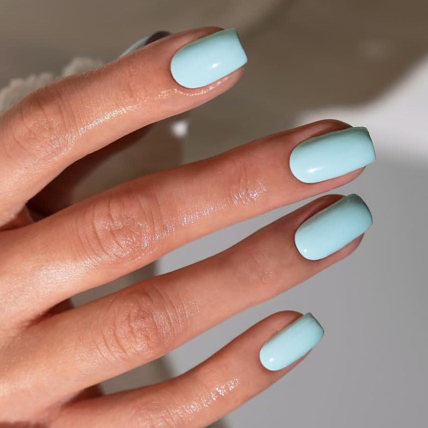 Ocean Serenity Medium Square Light Blue Press On Nail Set - Smooth Matte Finish