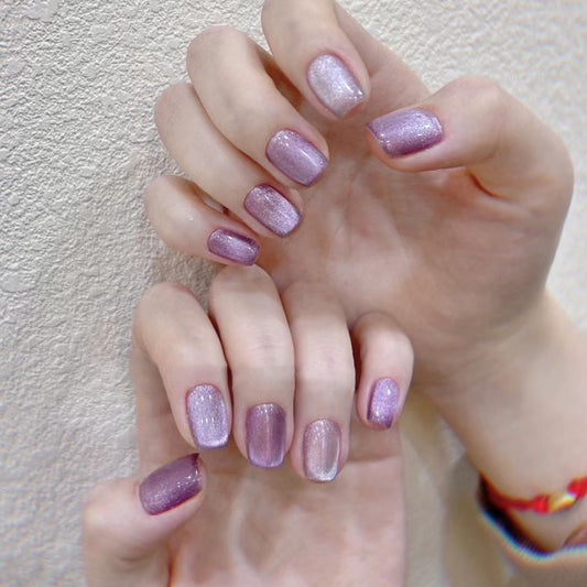 Starry Lavender Dreams Medium Length Square Press On Nails with Shimmering Glitter Finish
