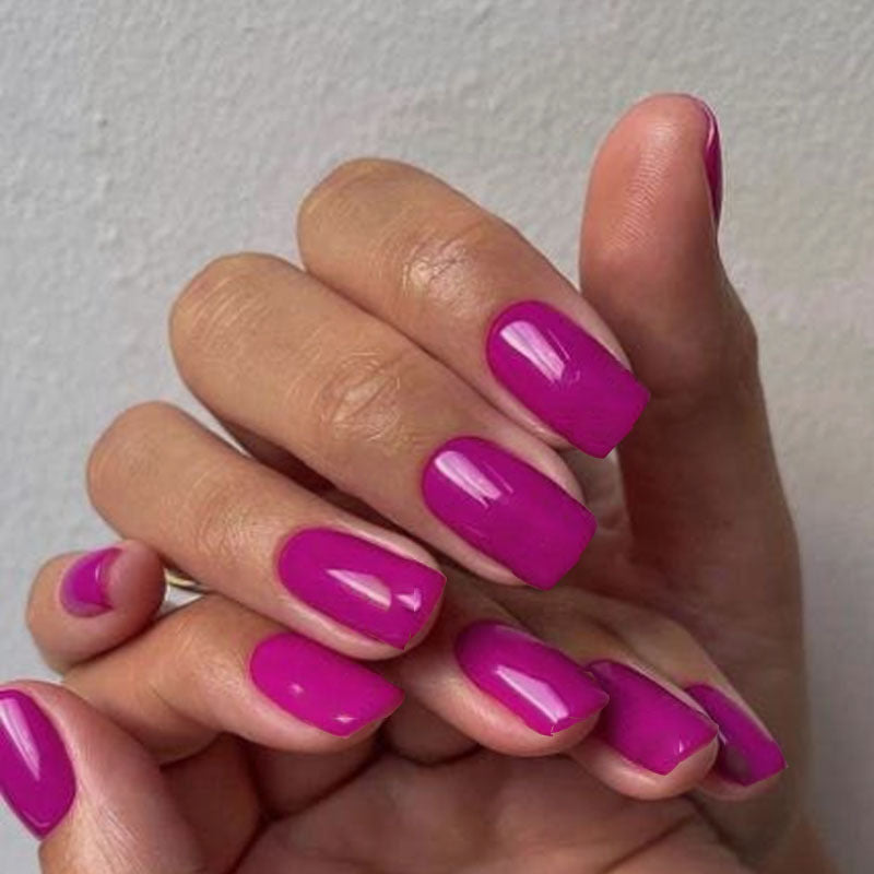 Enchanted Violet Medium Square Glossy Press On Nail Set with High Shine Finish