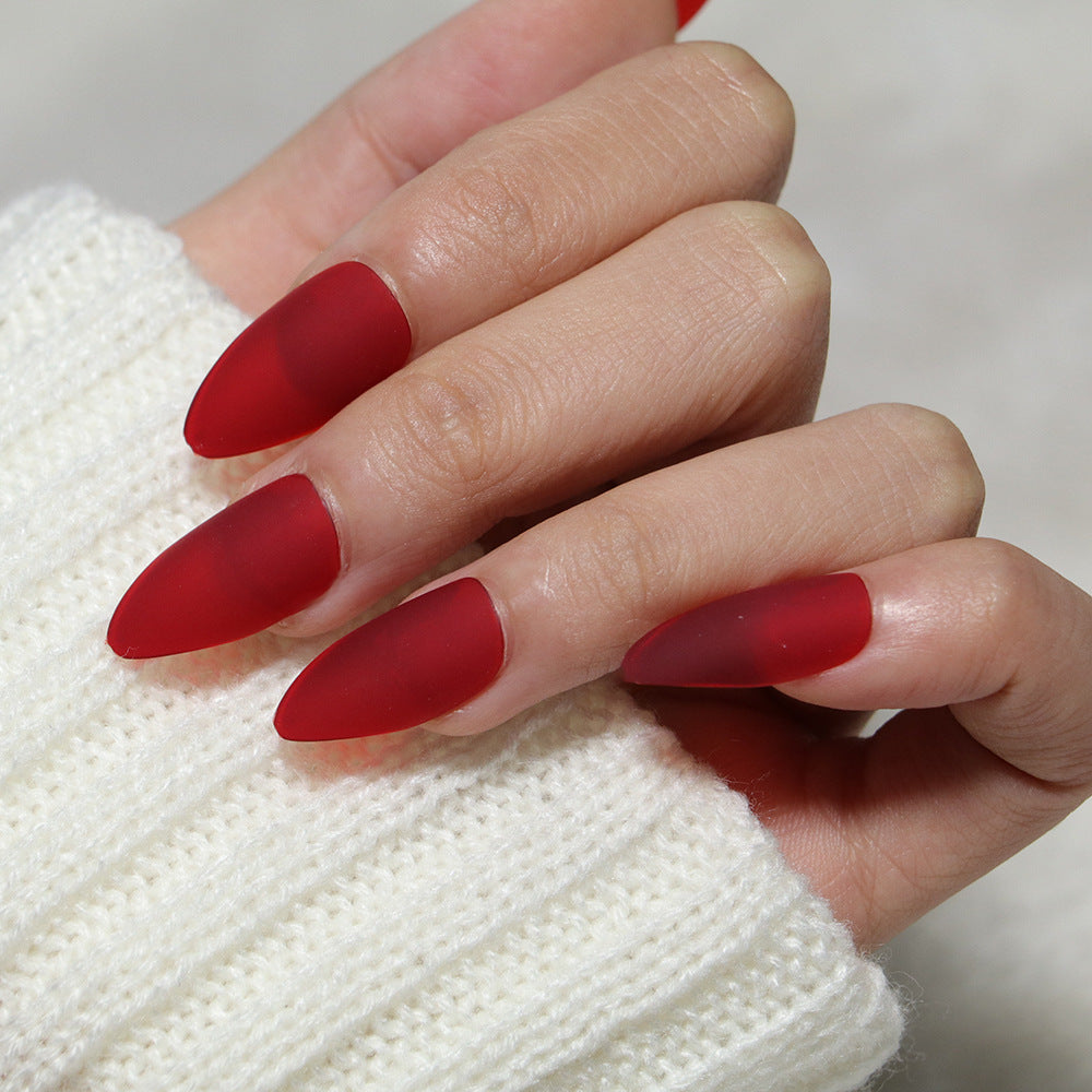Elegant Scarlet Soiree Long Almond Shape Press On Nail Set with Matte Finish