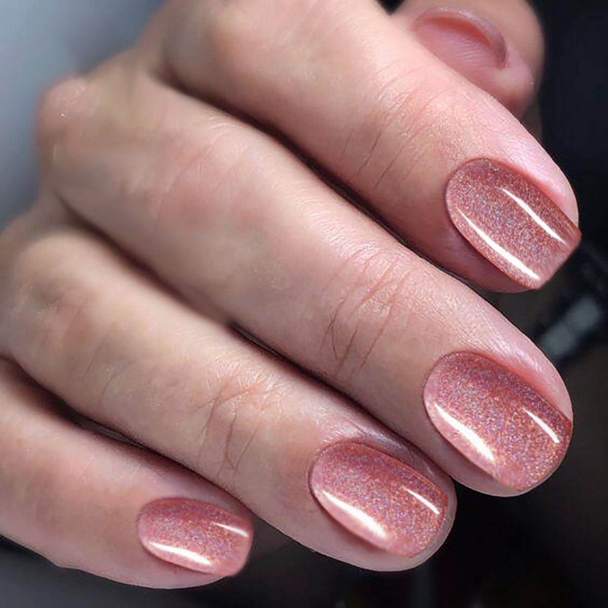Glamorous Gala Medium-Length Squoval Rose Gold Glitter Press On Nail Set