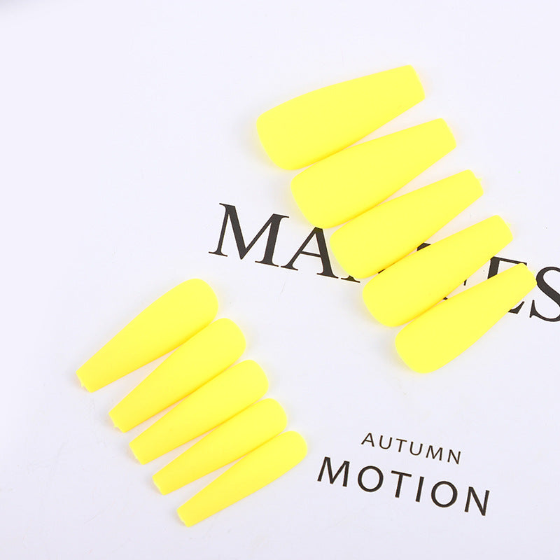 Sunshine Glow Long Coffin Matte Neon Yellow Press On Nail Set with Durable Flexi-Fit Design