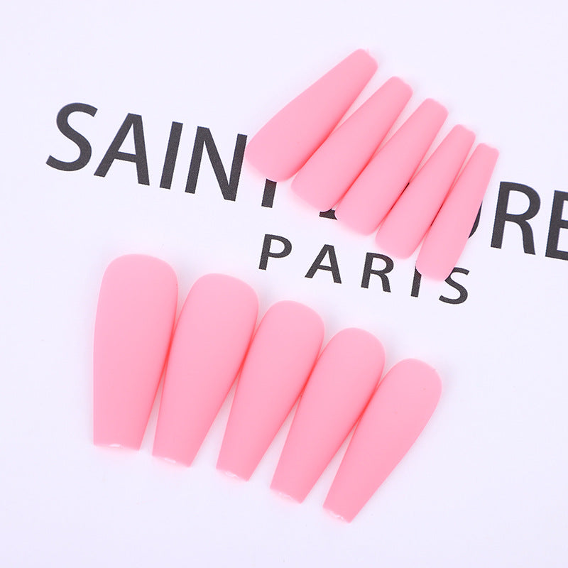 Parisian Chic Long Coffin Pink Matte Press On Nail Set with Easy Application Feature