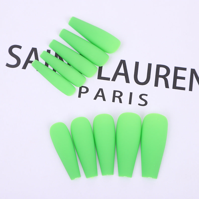 Spring Awakening Long Coffin Neon Green Matte Finish Press On Nail Set