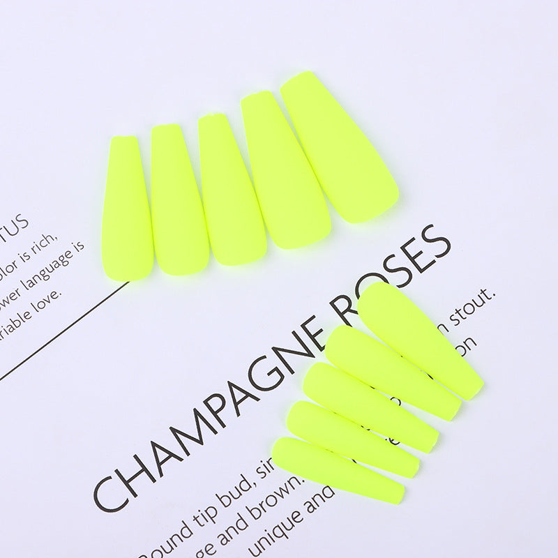 Neon Glow Summer Party Long Coffin Neon Yellow Press On Nail Set with Glow in the Dark Effect