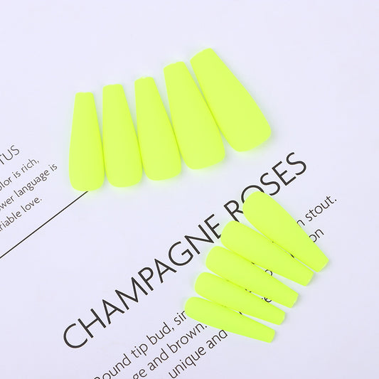 Neon Glow Summer Party Long Coffin Neon Yellow Press On Nail Set with Glow in the Dark Effect