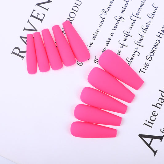 Summer Breeze Long Coffin Matte Pink Press On Nails with Easy Application Kit
