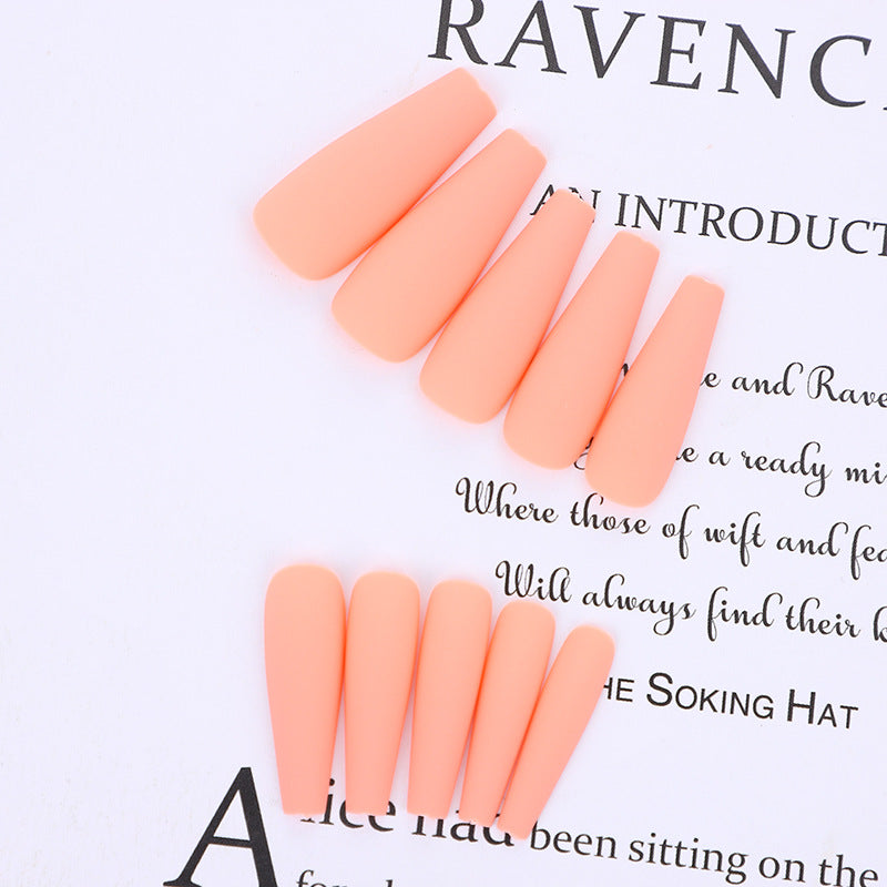 Summer Peach Bliss Long Coffin Matte Press on Nail Set with Seamless Fit