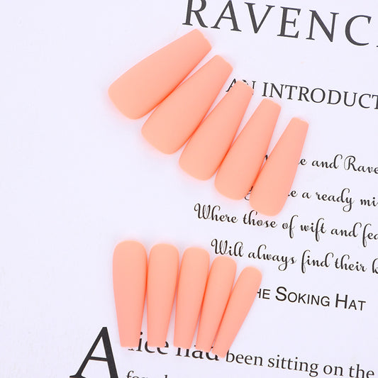 Summer Peach Bliss Long Coffin Matte Press on Nail Set with Seamless Fit