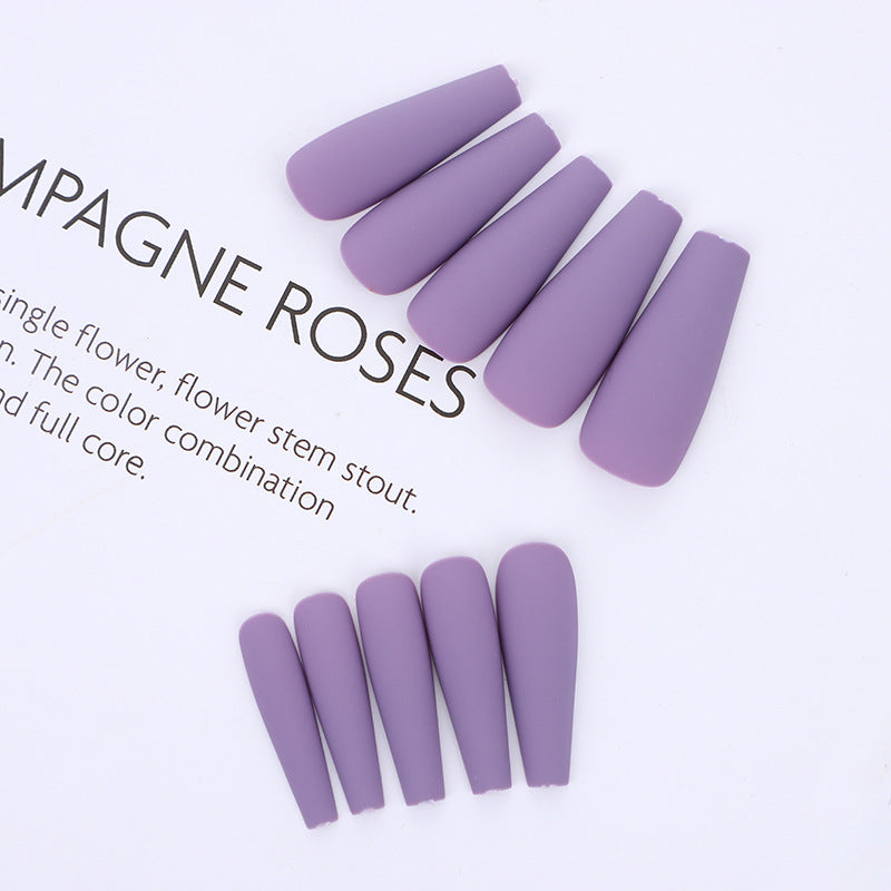 Lavender Dream Long Coffin Matte Purple Press On Nails with Seamless Fit Design