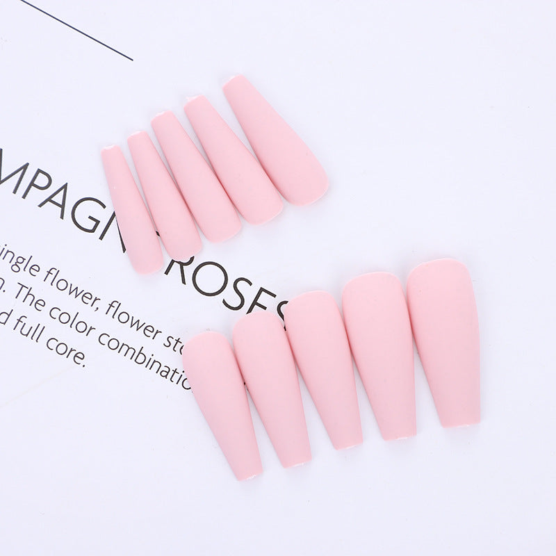Elegant Romance Long Coffin Pink Matte Press on Nail Set with Easy Application Design