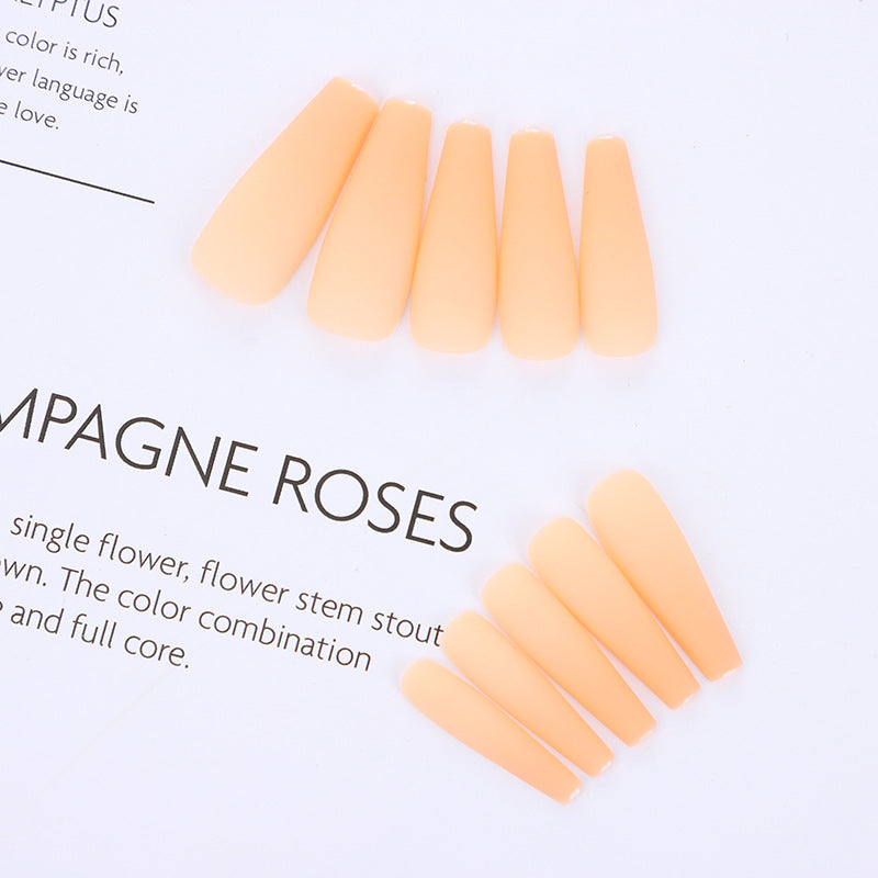 Summer Elegance Extra-Long Coffin Peach Press On Nail Set with Gloss Finish