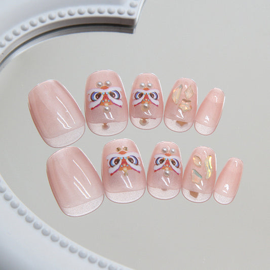 Holographic Haze Short Coffin Clear Press On Nails with Rainbow Holographic Effect