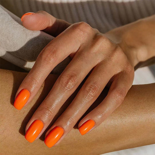 Tangerine Long Square Orange Everyday Press On Nails